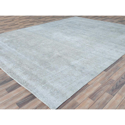 Overdyed & Vintage Wool Hand Knotted Rug Grey Gray 9.7X12.4 -O082095