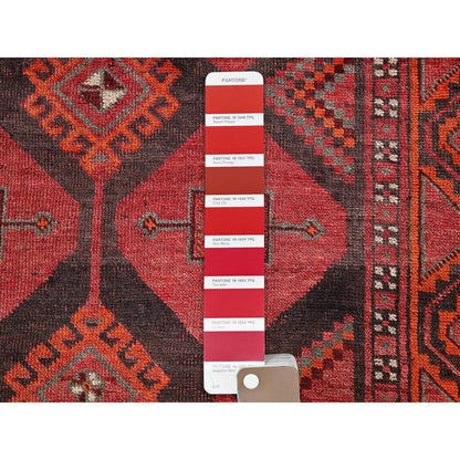 Overdyed & Vintage Wool Hand Knotted Rug Red 4.6x6.6 -O0820