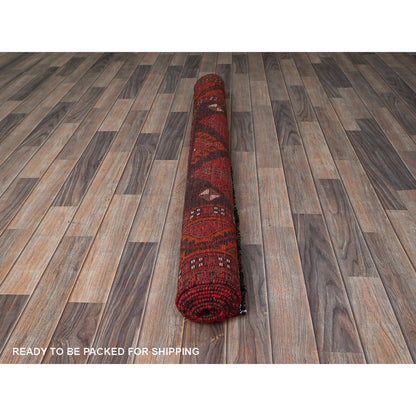 Overdyed & Vintage Wool Hand Knotted Rug Red 4.6x6.6 -O0820