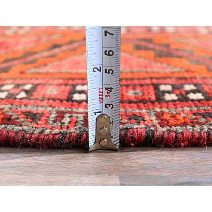 Overdyed & Vintage Wool Hand Knotted Rug Red 4.6x6.6 -O0820