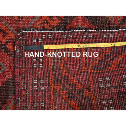 Overdyed & Vintage Wool Hand Knotted Rug Red 4.6x6.6 -O0820