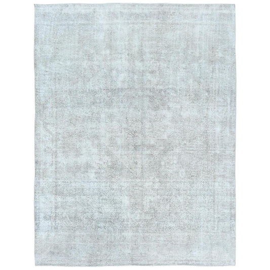 Overdyed & Vintage Wool Hand Knotted Rug Grey No Border 9.1X12.3 -O082103