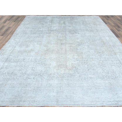 Overdyed & Vintage Wool Hand Knotted Rug Grey No Border 9.1X12.3 -O082103