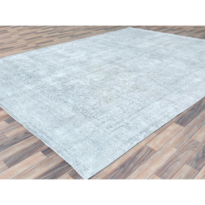 Overdyed & Vintage Wool Hand Knotted Rug Grey No Border 9.1X12.3 -O082103