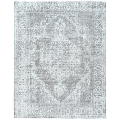 Overdyed & Vintage Wool Hand Knotted Rug Grey Gray 7.9X10.8 -O082104