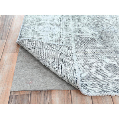 Overdyed & Vintage Wool Hand Knotted Rug Grey Gray 7.9X10.8 -O082104