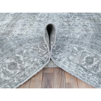 Overdyed & Vintage Wool Hand Knotted Rug Grey Gray 7.9X10.8 -O082104