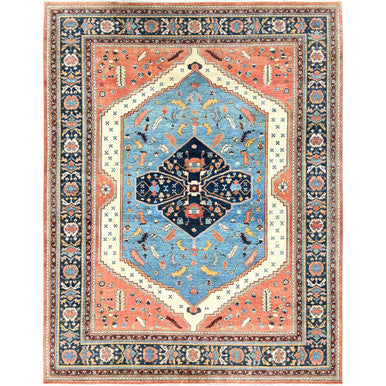 Heriz Wool Hand Knotted Rug Blue Navy Blue 9.0X11.10 -O082142