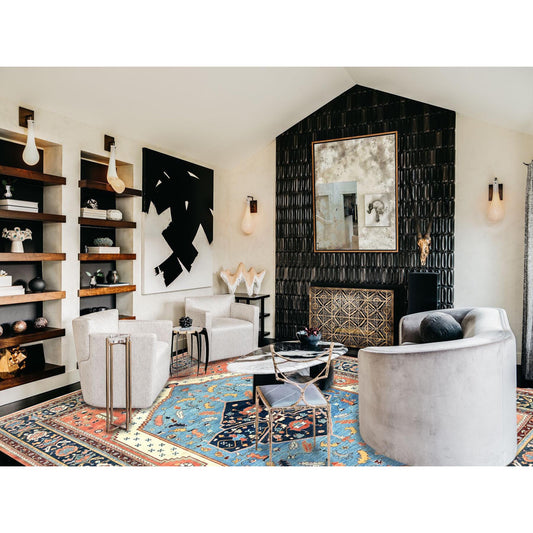 Heriz Wool Hand Knotted Rug Blue Navy Blue 9.0X11.10 -O082142