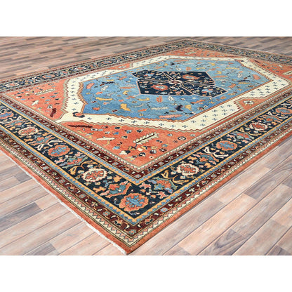 Heriz Wool Hand Knotted Rug Blue Navy Blue 9.0X11.10 -O082142