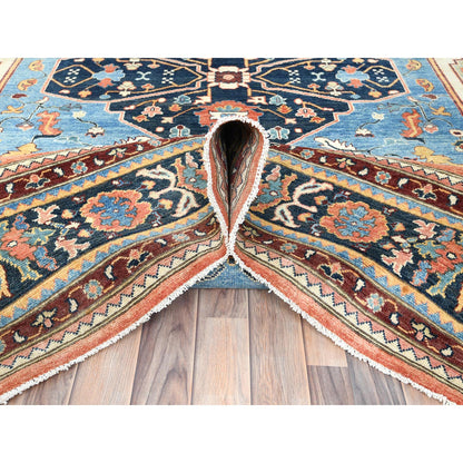 Heriz Wool Hand Knotted Rug Blue Navy Blue 9.0X11.10 -O082142