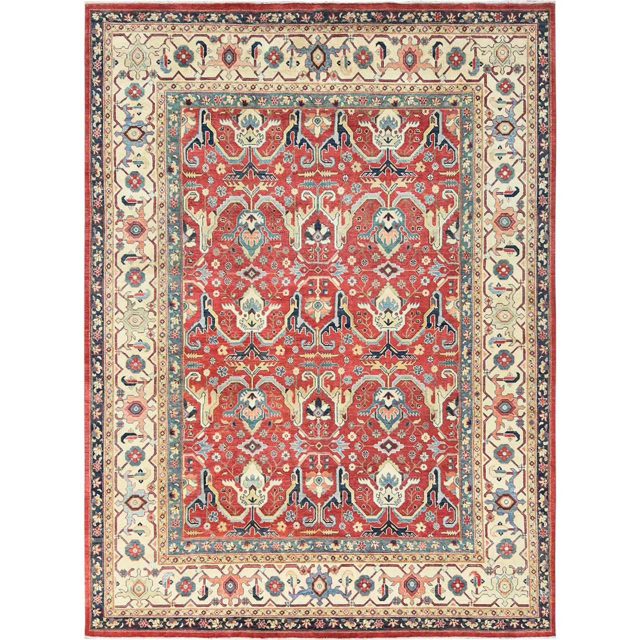 Red 9'0" x 12'0" Heriz Hand knotted Wool Rug - Sku: O082151