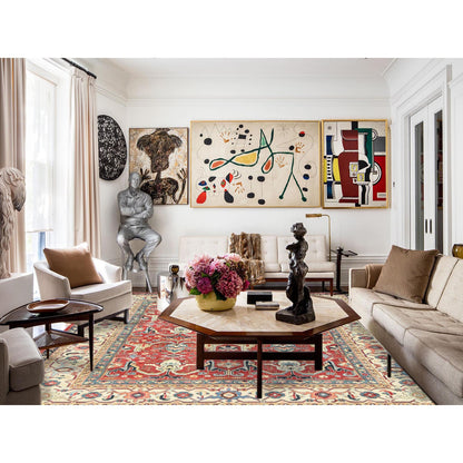 Heriz Wool Hand Knotted Rug Red Ivory 9.0X12.0 -O082151