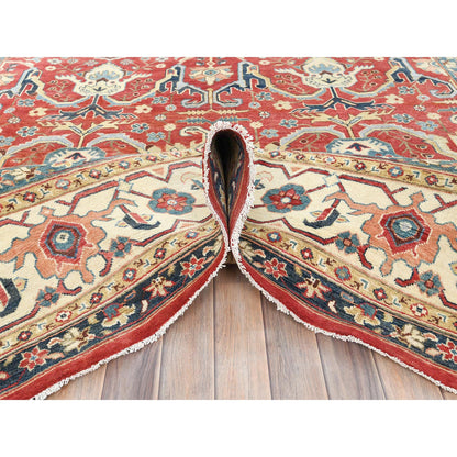 Heriz Wool Hand Knotted Rug Red Ivory 9.0X12.0 -O082151