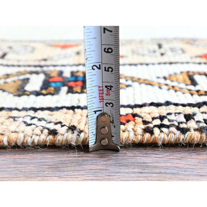 Overdyed & Vintage Wool Hand Knotted Rug Ivory 4.2x7.8 -O0821
