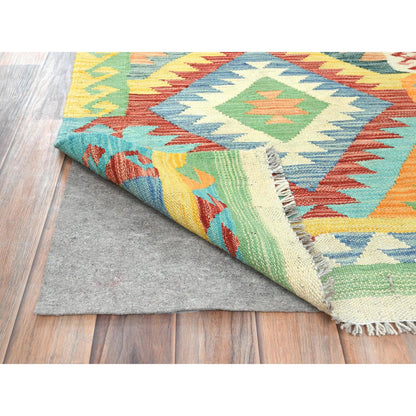 Flat Weave Wool Hand Woven Rug Multicolored Colorful 2.10X4.8 -O082204
