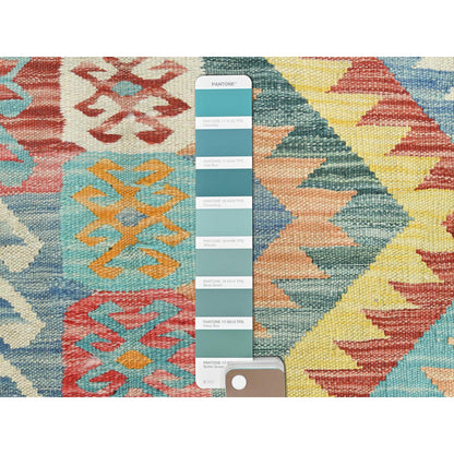 Flat Weave Wool Hand Woven Rug Multicolored Colorful 2.10X4.8 -O082204