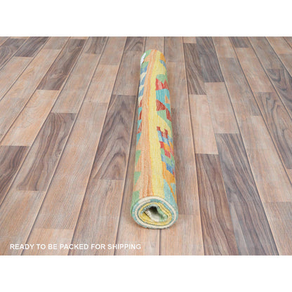 Flat Weave Wool Hand Woven Rug Multicolored Colorful 2.10X4.8 -O082204