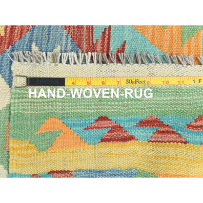 Flat Weave Wool Hand Woven Rug Multicolored Colorful 2.10X4.8 -O082204