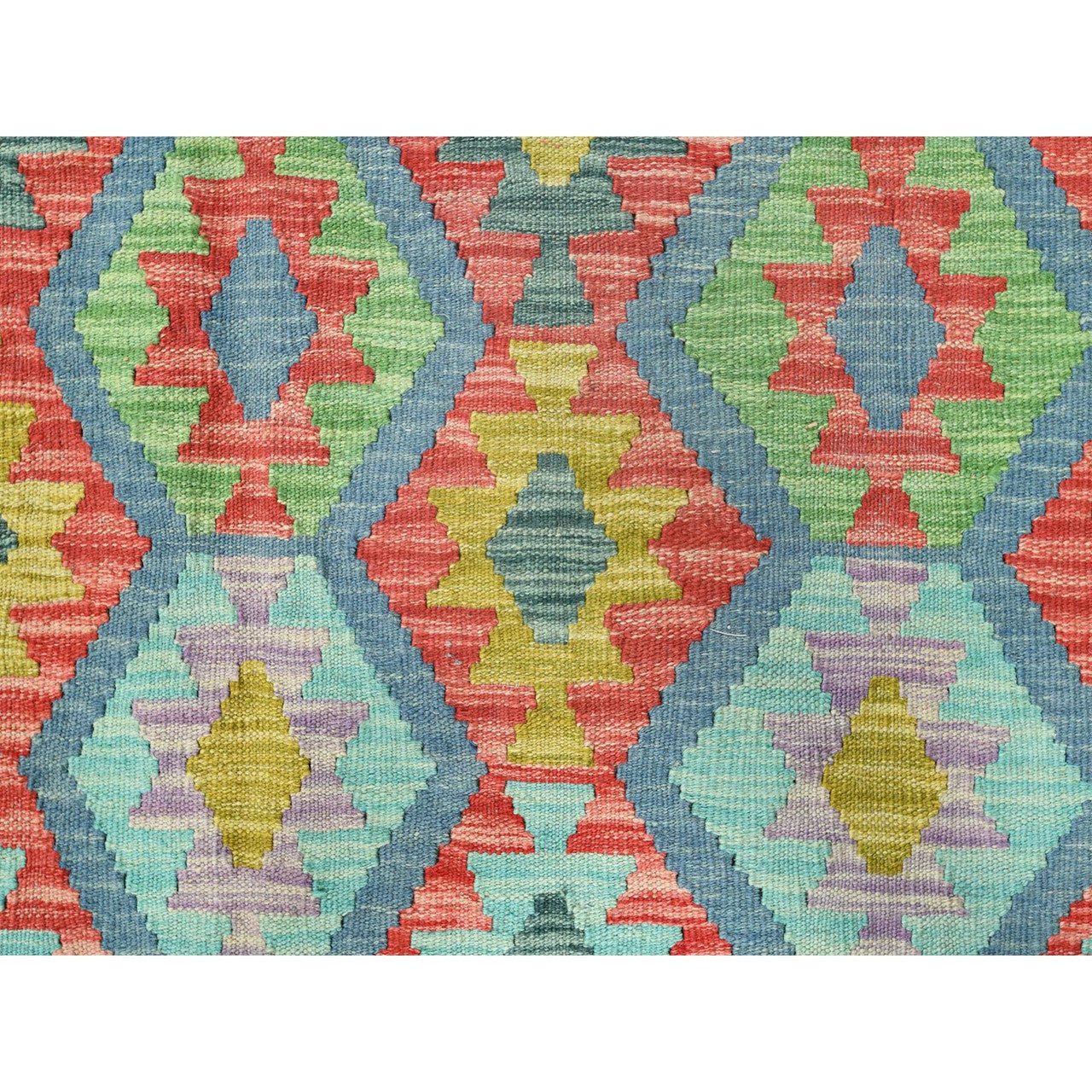 Ivory 10'1" x 13'1" Flat Weave Multicolored Colorful Hand woven Wool Rug -O082247