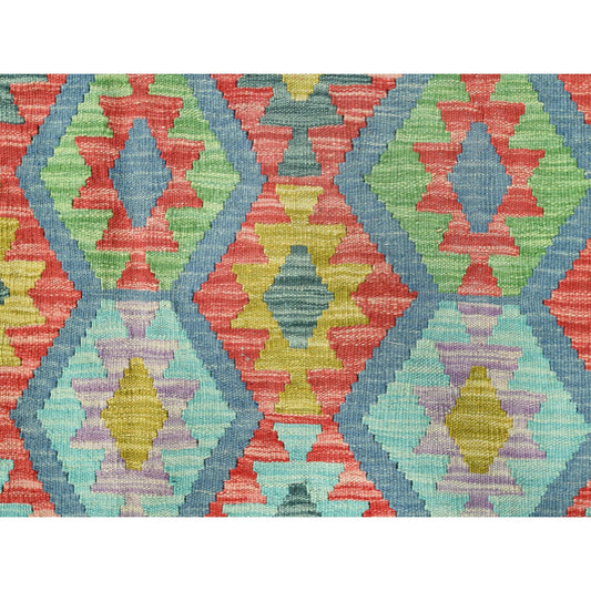 Flat Weave Wool Hand Woven Rug Multicolored Colorful 10.1X13.1 -O082247