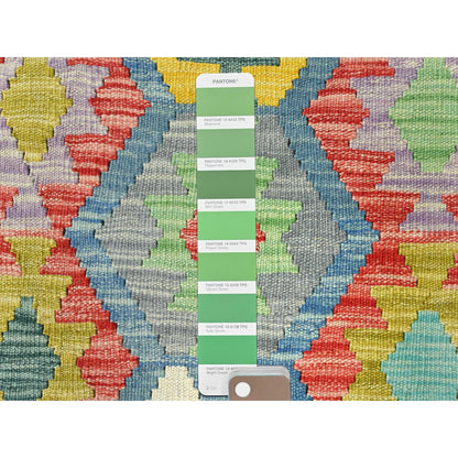 Flat Weave Wool Hand Woven Rug Multicolored Colorful 10.1X13.1 -O082247