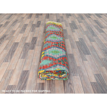 Flat Weave Wool Hand Woven Rug Multicolored Colorful 10.1X13.1 -O082247