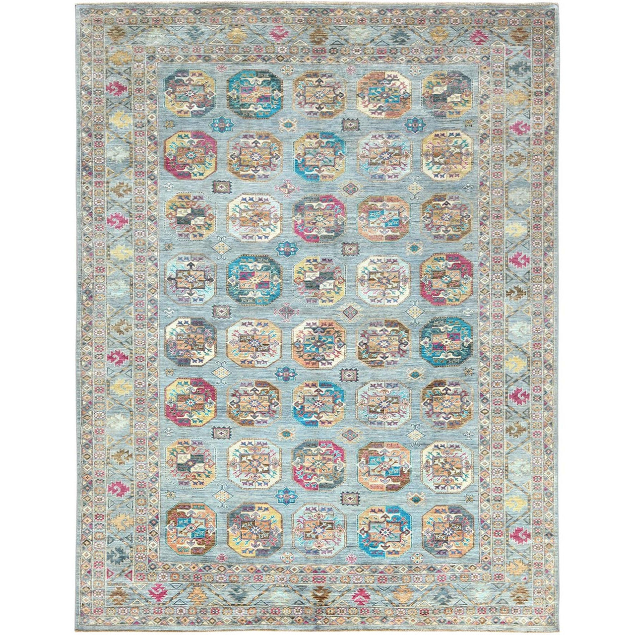 Blue 8'8" x 11'9" Kazak Hand knotted Wool Rug - Sku: O082273