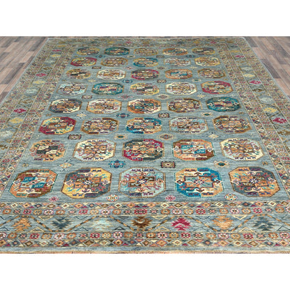 Kazak Wool Hand Knotted Rug Blue Blue 8.8X11.9 -O082273