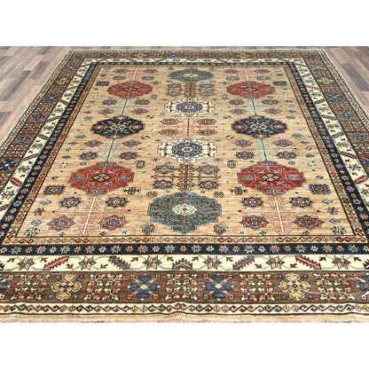 Kazak Wool Hand Knotted Rug Beige Ivory 8.0X9.9 -O082277