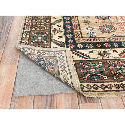 Kazak Wool Hand Knotted Rug Beige Ivory 8.0X9.9 -O082277