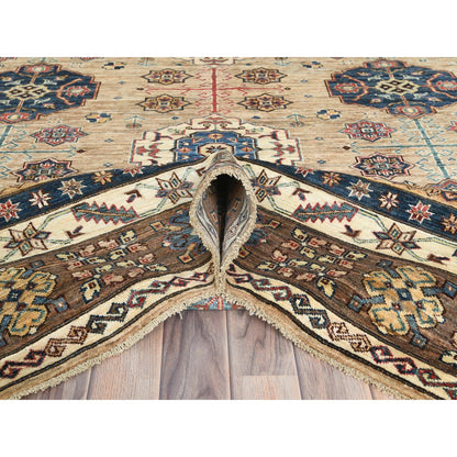 Kazak Wool Hand Knotted Rug Beige Ivory 8.0X9.9 -O082277