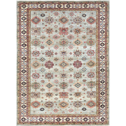 Kazak Wool Hand Knotted Rug Grey Ivory 10.0X13.6 -O082278
