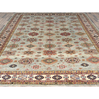 Kazak Wool Hand Knotted Rug Grey Ivory 10.0X13.6 -O082278