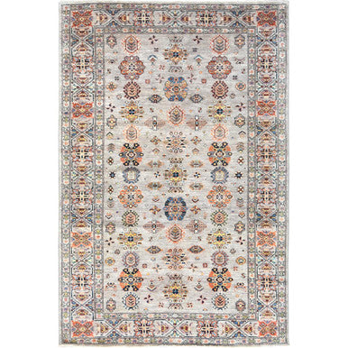 Kazak Wool Hand Knotted Rug Grey Gray 6.1X9.1 -O082279