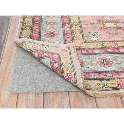 Kazak Wool Hand Knotted Rug Pink Blue 6.1X9.0 -O082286