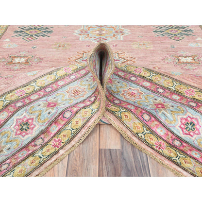 Kazak Wool Hand Knotted Rug Pink Blue 6.1X9.0 -O082286