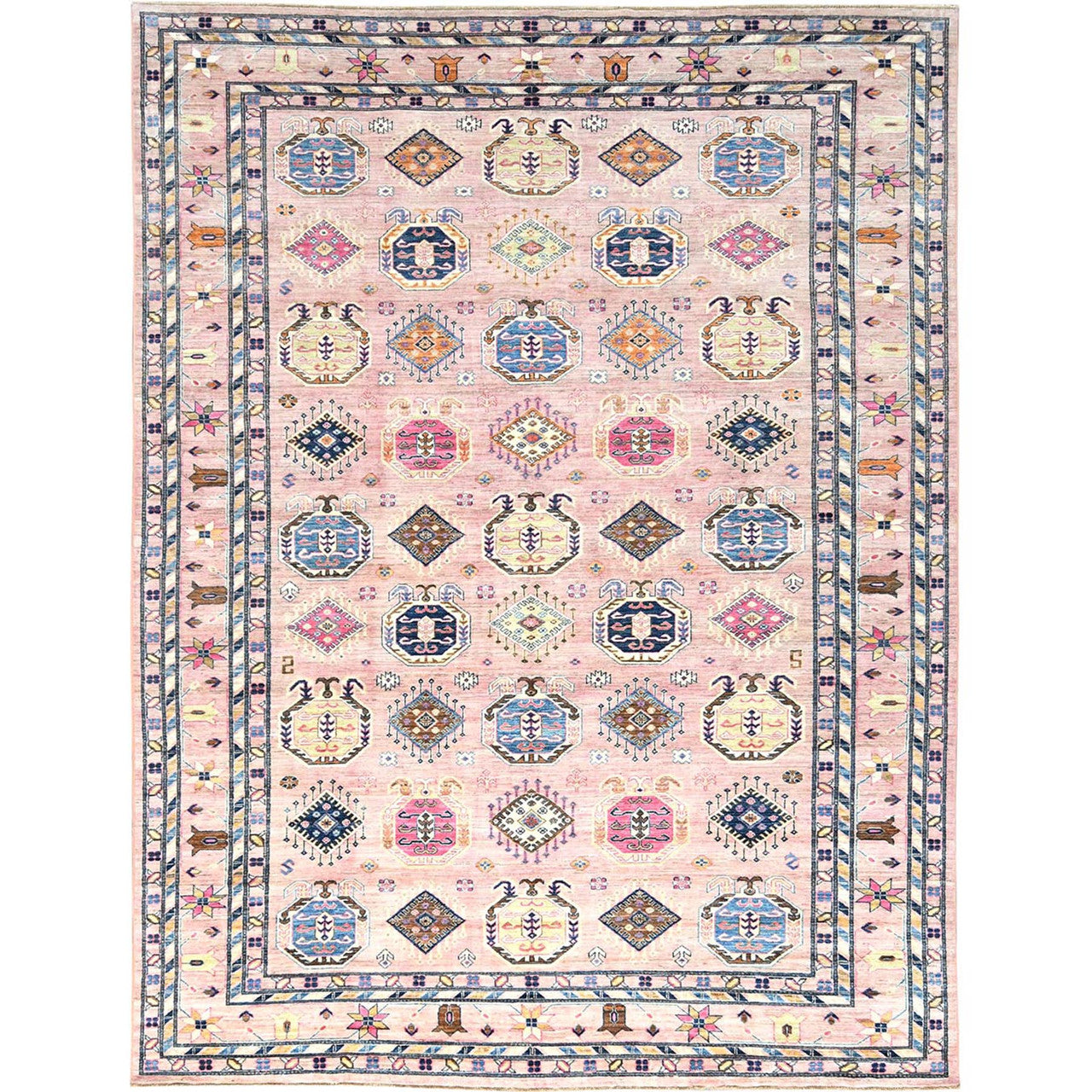 Pink 8'10" x 12'0" Kazak Hand knotted Wool Rug - Sku: O082289