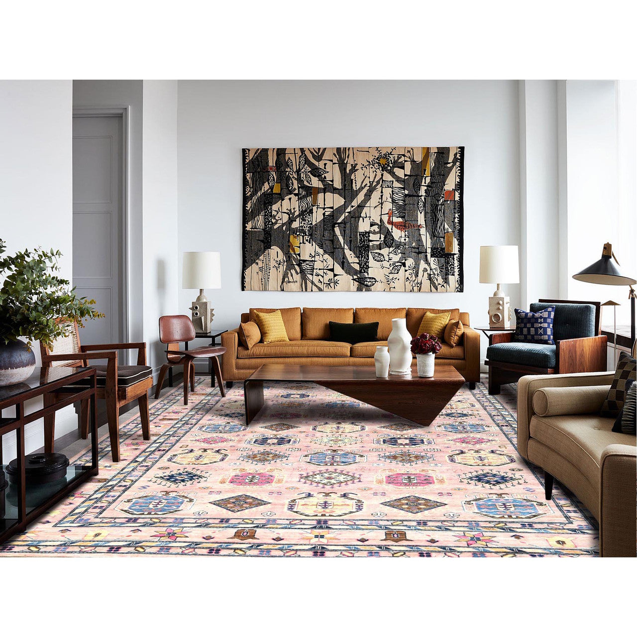 Pink 8'10" x 12'0" Kazak Hand knotted Wool Rug - Sku: O082289
