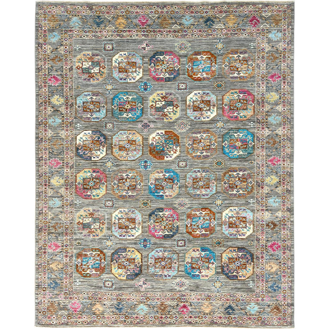 Kazak Wool Hand Knotted Rug Grey Gray 7.10X10.1 -O082297