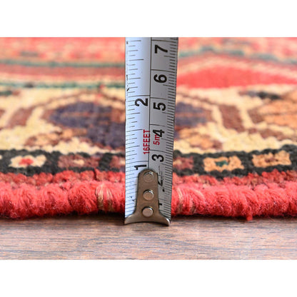 Overdyed & Vintage Wool Hand Knotted Rug Red 4.2x5.7 -O0822