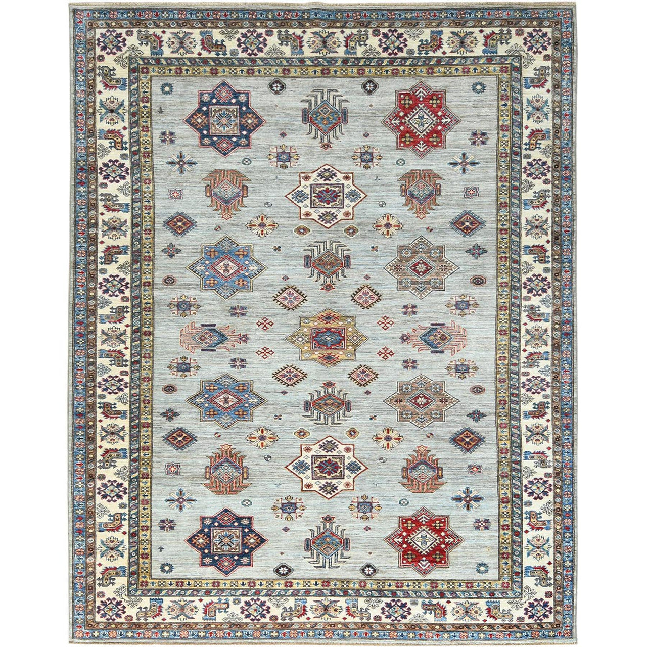 Blue 7'10" x 9'10" Kazak Hand knotted Wool Rug - Sku: O082305
