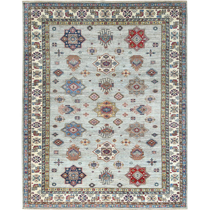 Kazak Wool Hand Knotted Rug Blue Ivory 7.10X9.10 -O082305