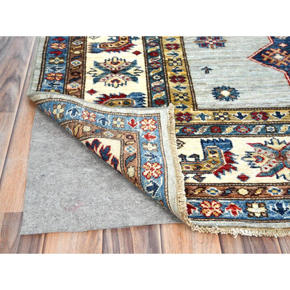 Kazak Wool Hand Knotted Rug Blue Ivory 7.10X9.10 -O082305
