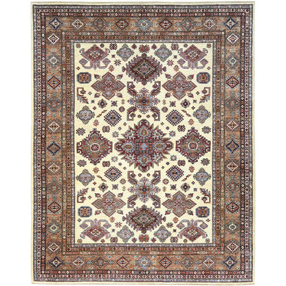 Kazak Wool Hand Knotted Rug Ivory Brown 8.2X10.3 -O082310