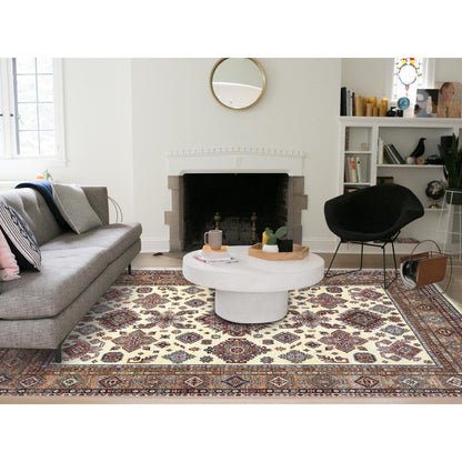 Kazak Wool Hand Knotted Rug Ivory Brown 8.2X10.3 -O082310