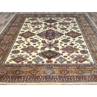 Kazak Wool Hand Knotted Rug Ivory Brown 8.2X10.3 -O082310