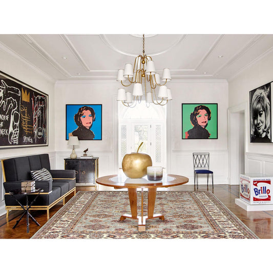 Kazak Wool Hand Knotted Rug Grey Ivory 9.0X12.4 -O082313