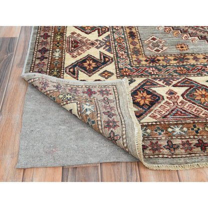 Kazak Wool Hand Knotted Rug Grey Ivory 9.0X12.4 -O082313