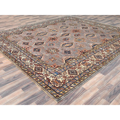 Kazak Wool Hand Knotted Rug Pink Ivory 9.5X9.9 -O082319